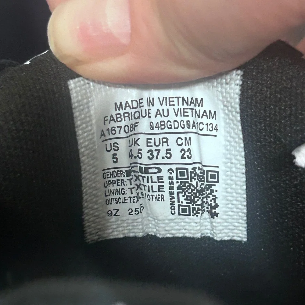 Converse CTAS Street Slip Black White Star Print Kids Sneakers A16708F Size 5